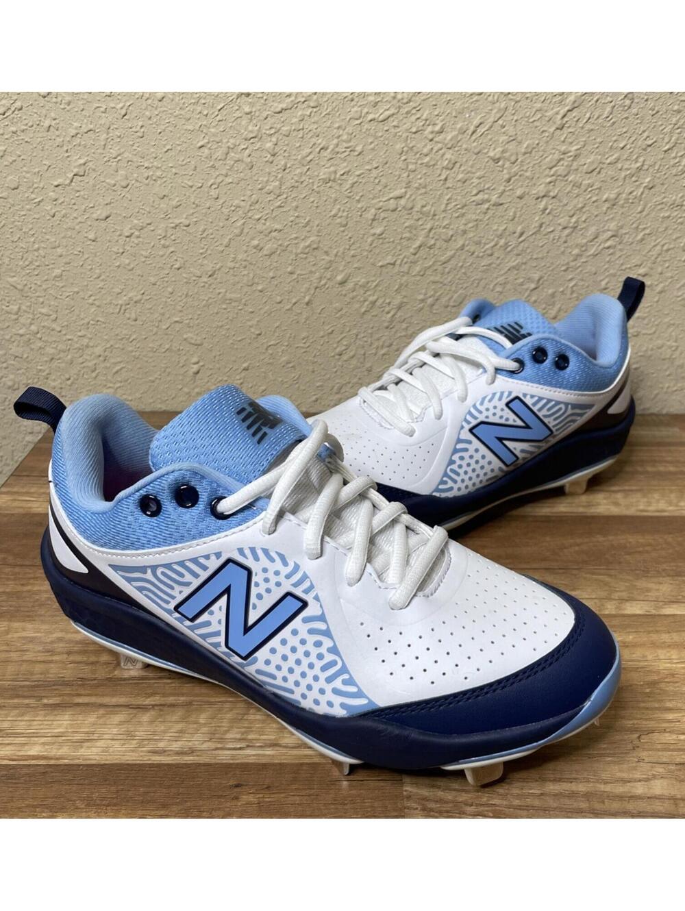 New Balance Fresh Foam Velo v2 Women Size 7 Metal Softball Cleats White Blue
